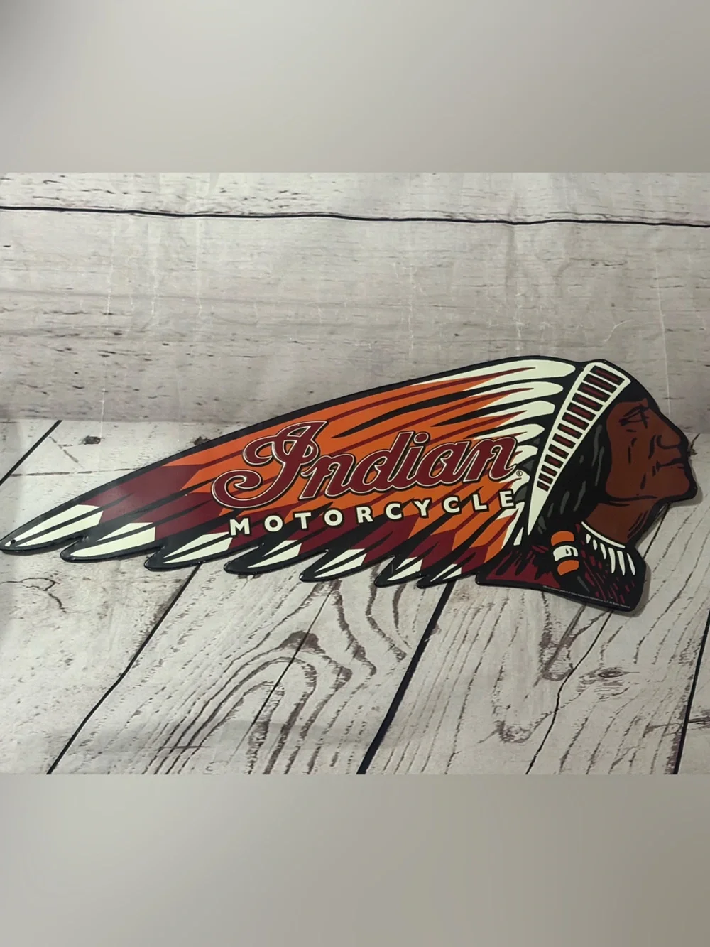 Indian motorcycle Wall Decor Sign - Orange, Red, White